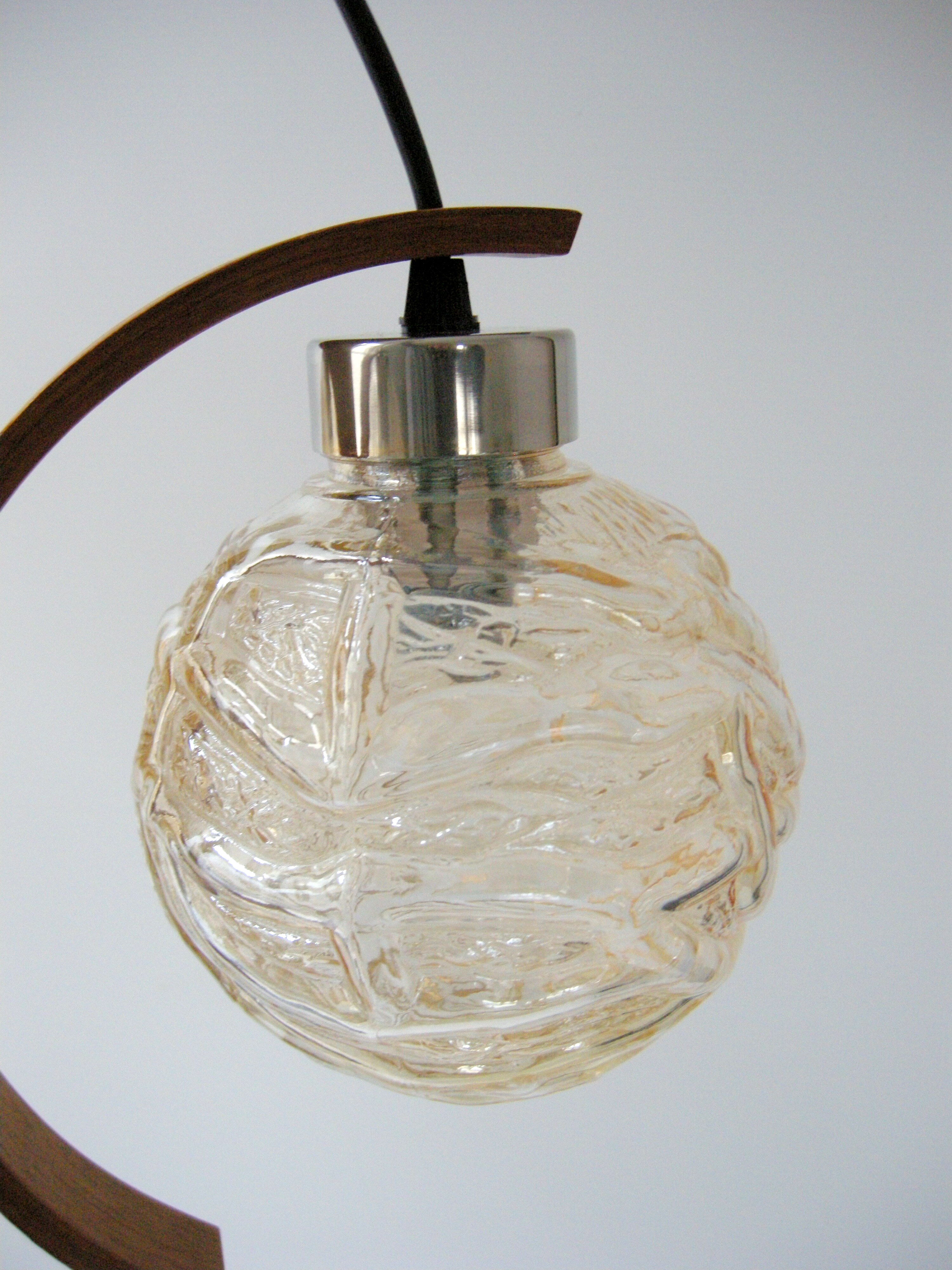 Vintage suspension lamp 1970 wood & glass