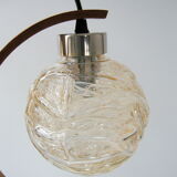 Vintage suspension lamp 1970 wood & glass