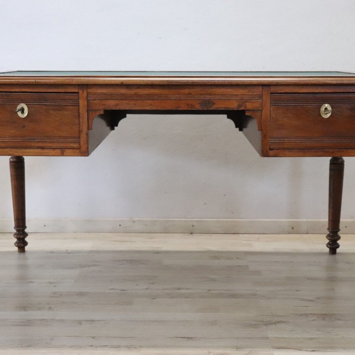 Antique Desk In Walnut, Italy Mid 19th Century, Restored