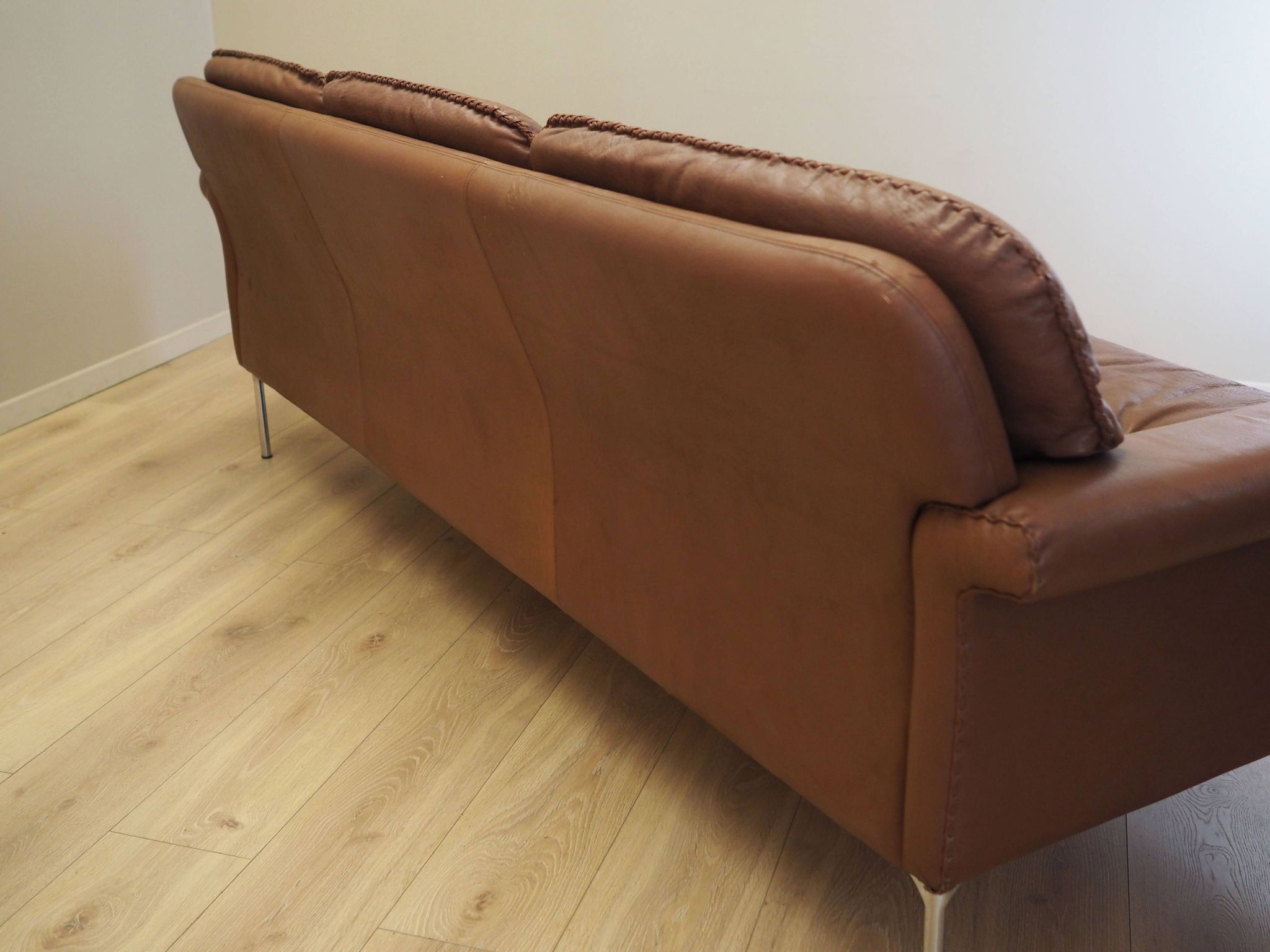 Brown leather sofa, Danish design, 1960s, manufactured by AS Vejen Polstermøbe