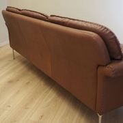 Brown leather sofa, Danish design, 1960s, manufactured by AS Vejen Polstermøbe
