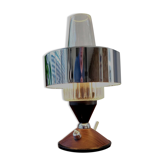 Lampe de table en bois avec finition chromée, années 1950