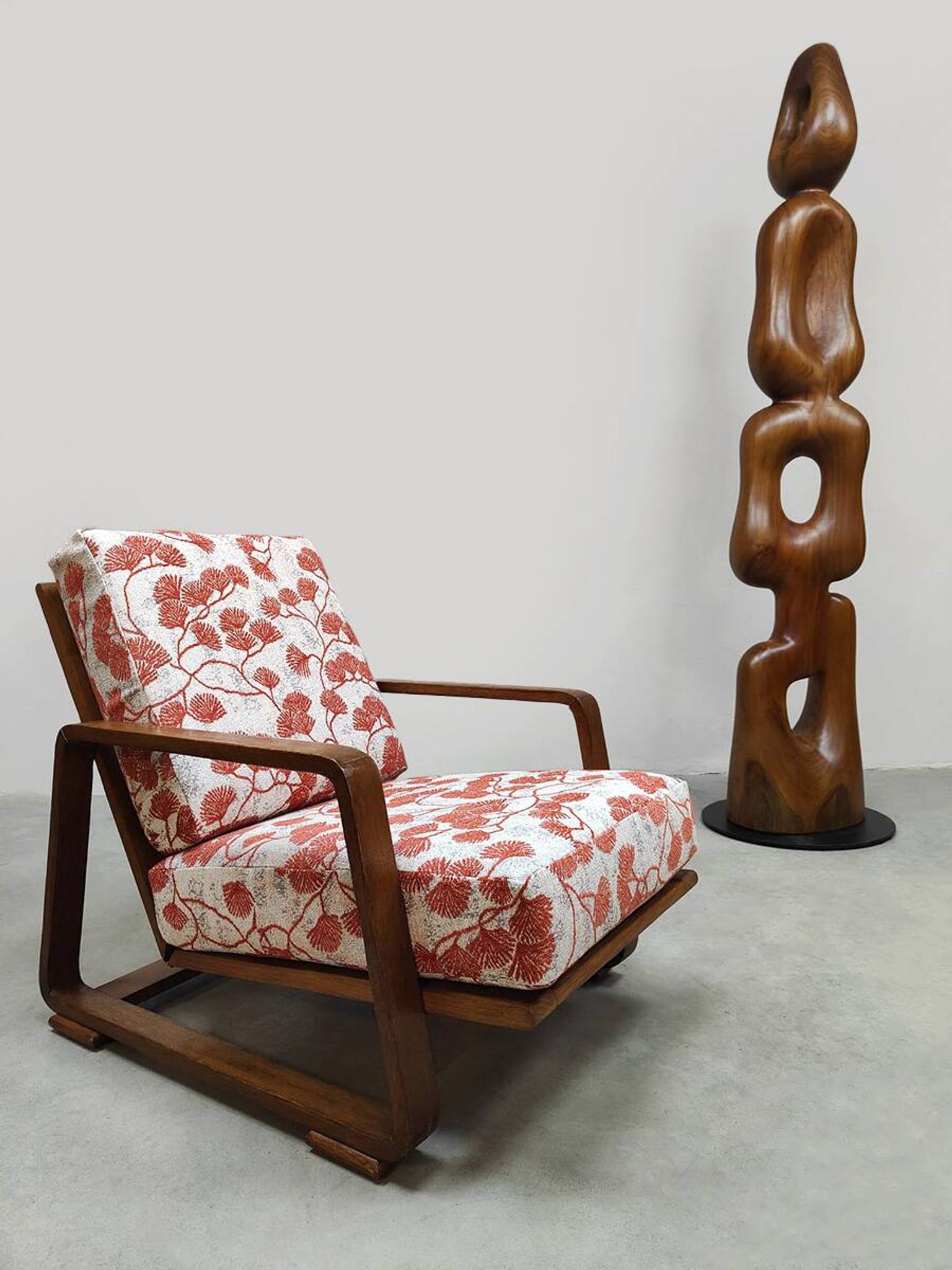 Fauteuil courbé réglable en bois courbé du milieu du siècle