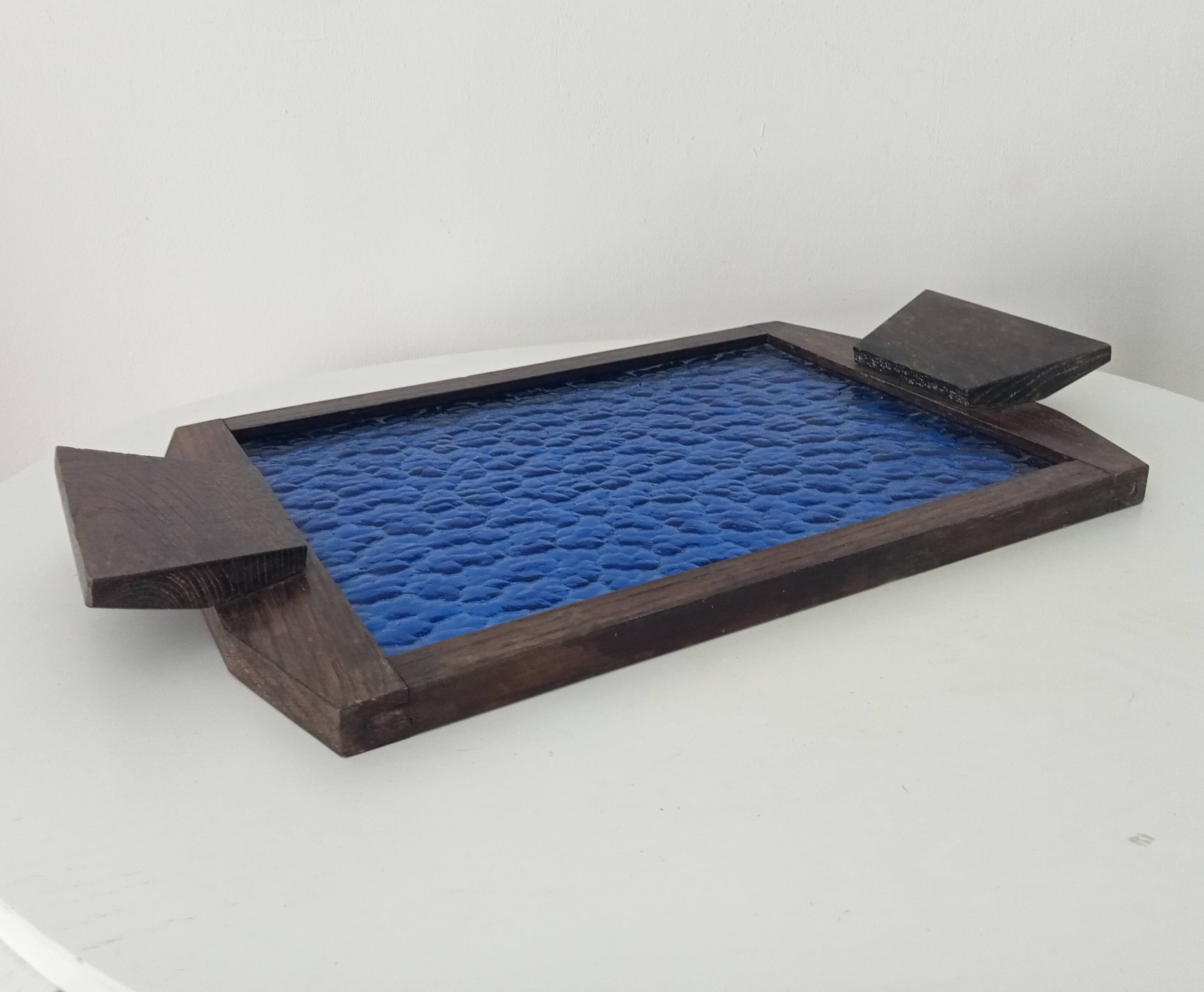 Art deco cathedral glass serving tray 1940s/1950s
