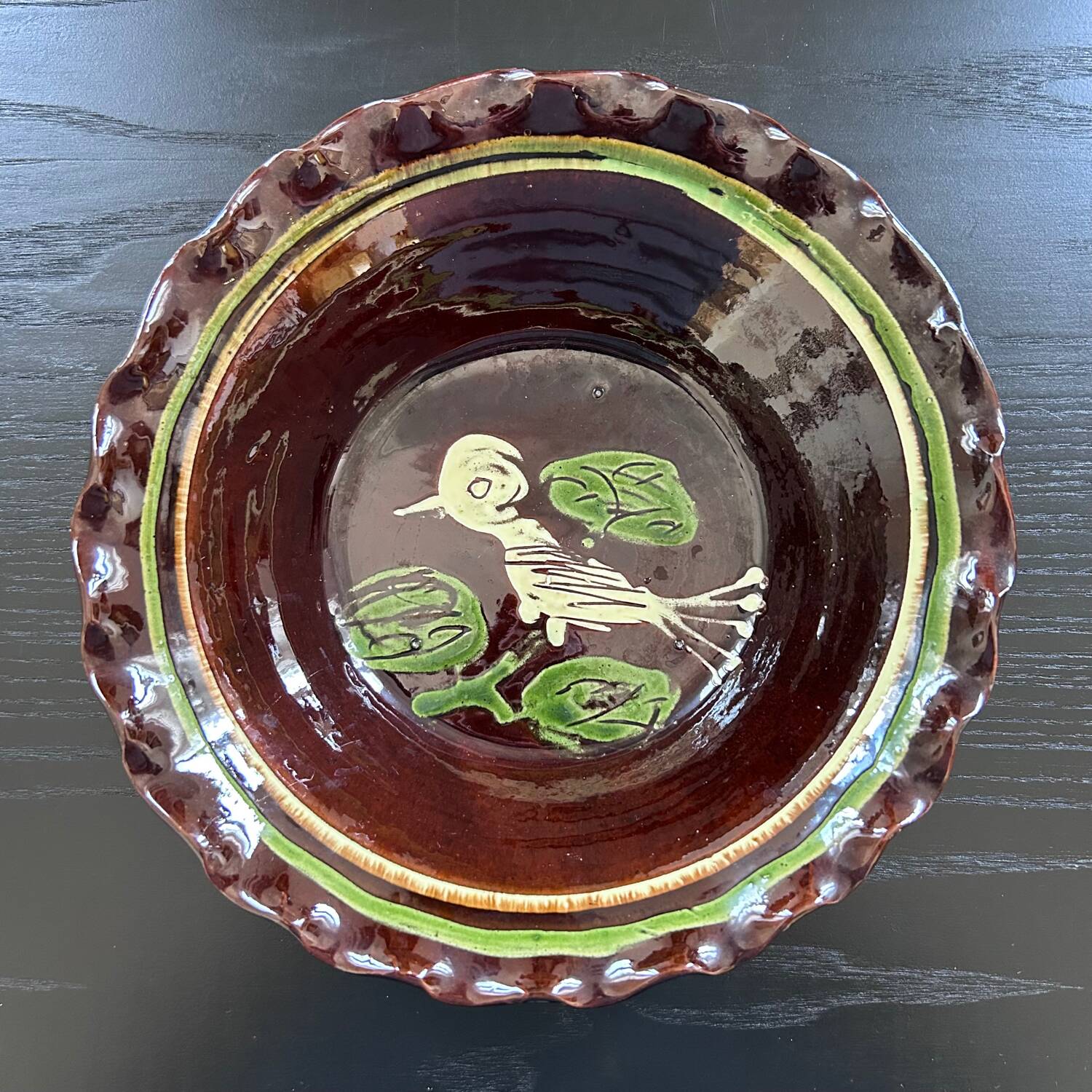 Deep pottery dish from Marnaz Savoie