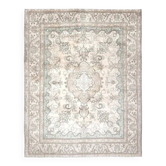 1970s Vintage Persian Handmade Wool Cotton Beige Area Rug 285x362