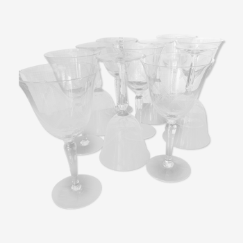 11 verres cristal gravé  Boch motif géométrique