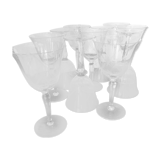 11 Large crystal glasses engraved Boch geometric pattern