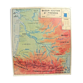 Affiche scolaire, Bassin aquitain Pyrénées Alpes Jura Saone Rhone