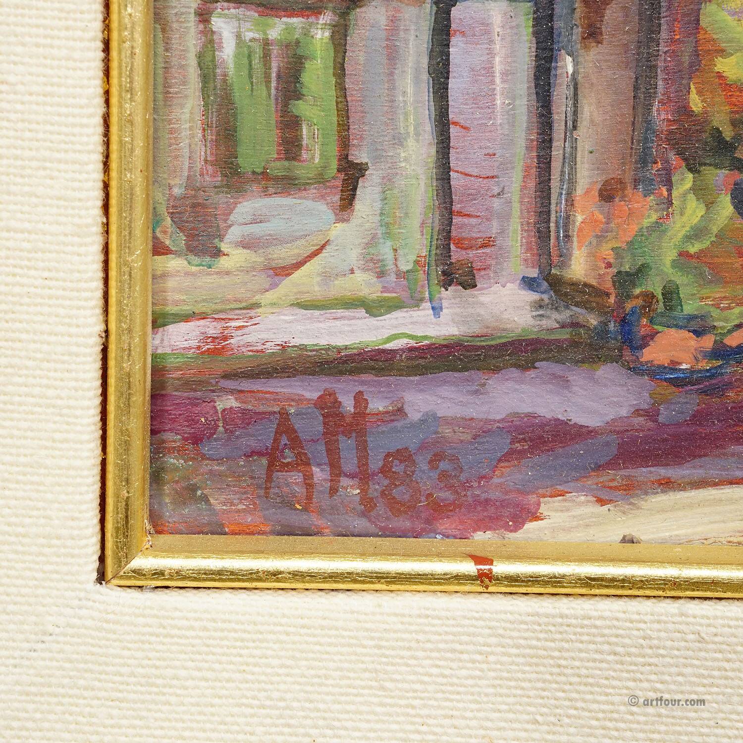 Oil painting by Alexander Michael from the market of S. Felice Circeo, 1983.