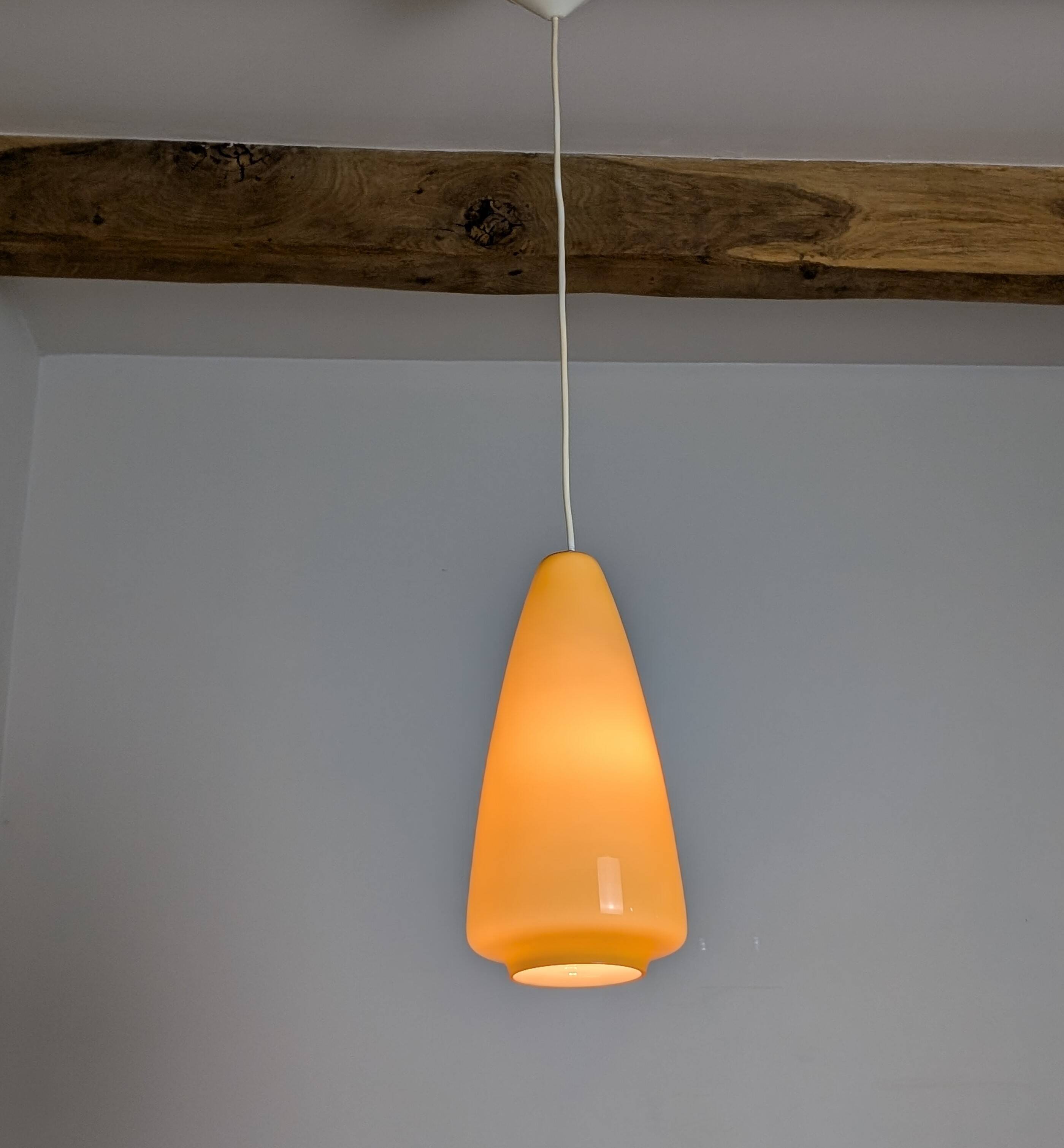 Pair of opaline pendant lights