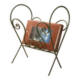 Vintage wrought iron magazine rack – handcrafted scrolls –