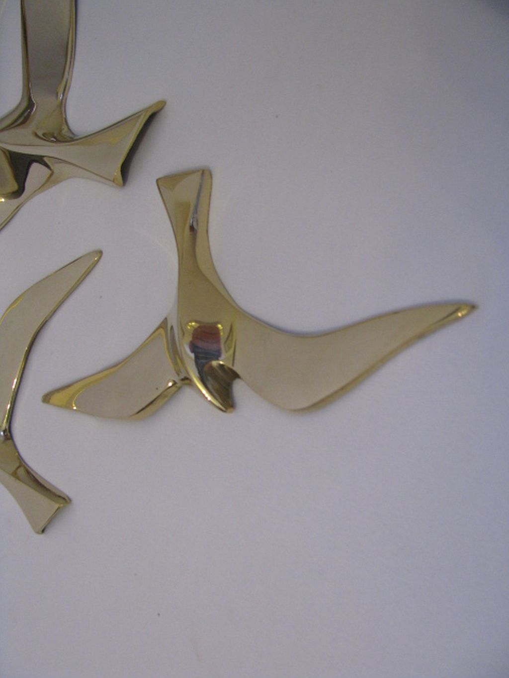 Wall Decoration Set 4 X Seagull / Swallow / Bird. Brass 70 / 80s