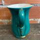 Vintage Green & Gold Ceramic ARC Vase Made in France #D777