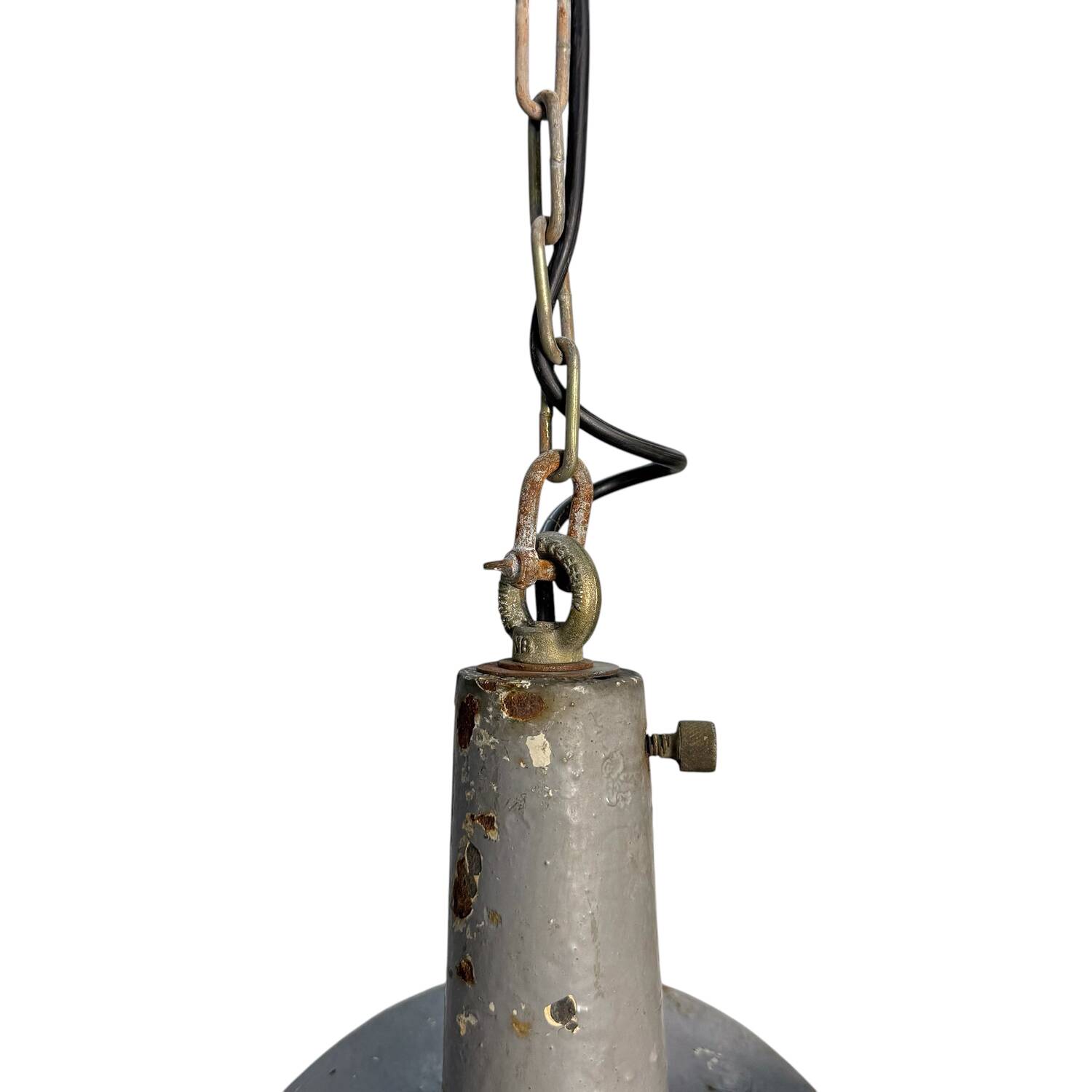 Nr. 2 Vintage industrial mirrored pendant light by Esla