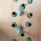 Pair of 5-light brass candelabra candlesticks, 20th century
