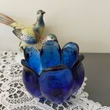 Cobalt blue molded glass vase shaped ball corolla vintage from the 60s