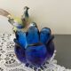 Cobalt blue molded glass vase shaped ball corolla vintage from the 60s