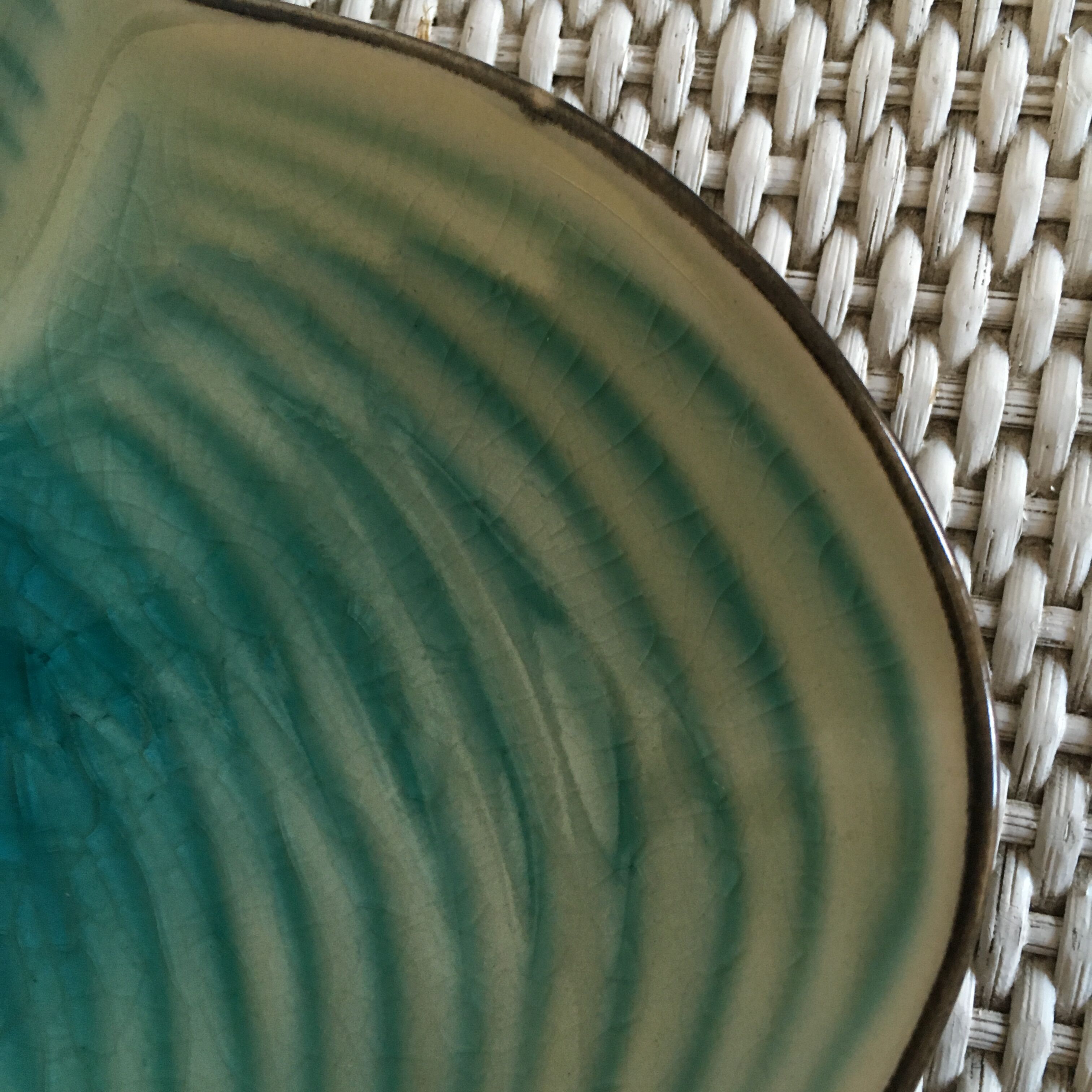 Glove shell vintage faience and turquoise glass