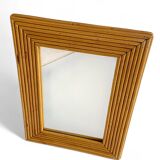 French Riviera Rattan Mirror in the Style of Vivai del Sud, France, 1960s