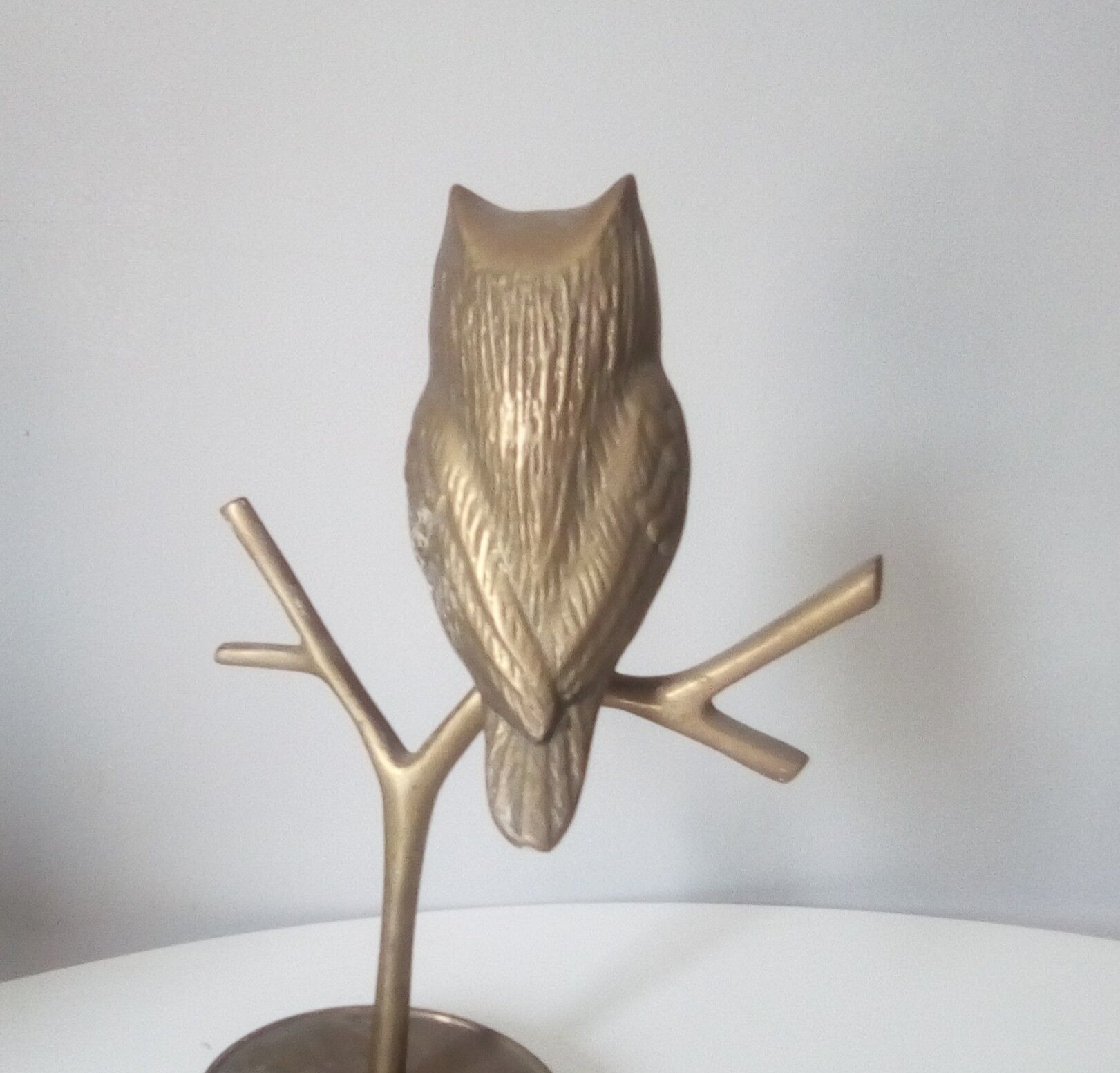 Owl on massive brass tree 70s