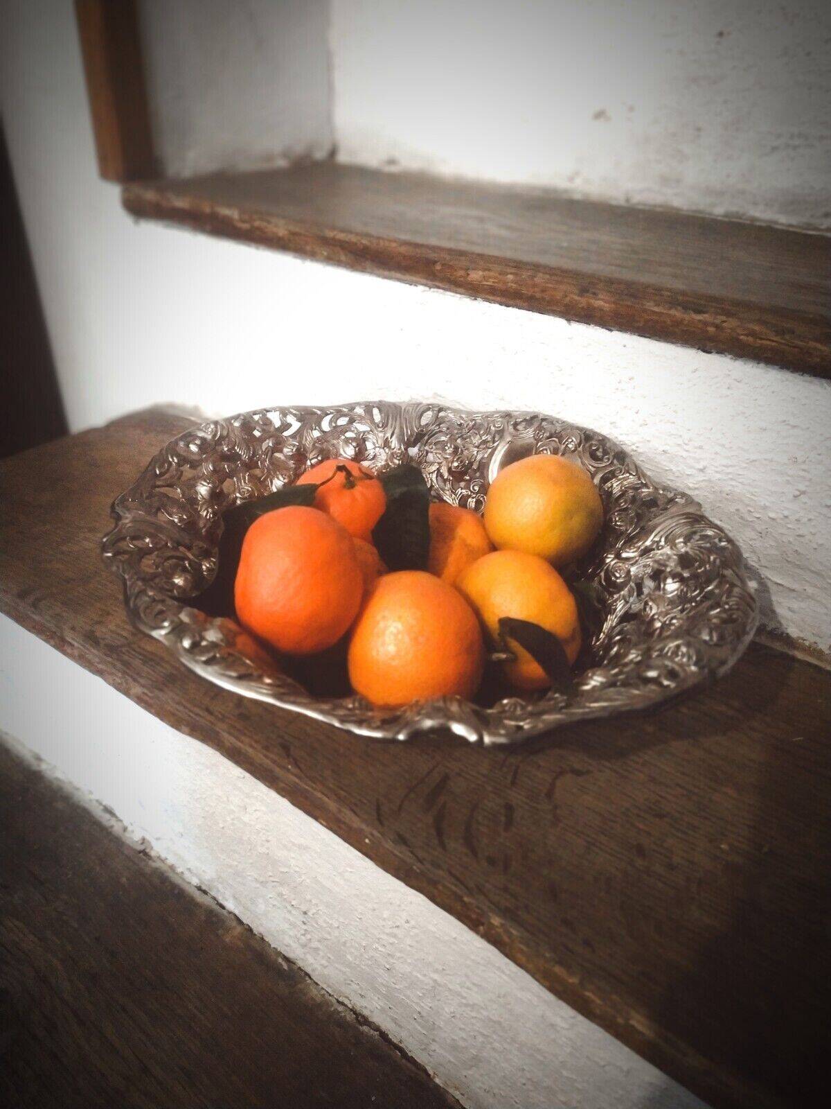 Art Nouveau style silver metal basket