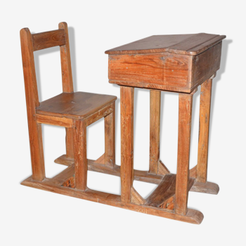 Old desk-school chair in Burmese teak