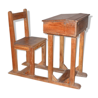 Old desk-school chair in Burmese teak