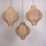 Set of 3 rattan chandelier,extra large light 50 cm x 60 cm
