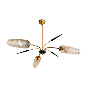 Chandelier sputnik tulips glass 60s