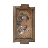Pyroengraved and painted tray Breton couple