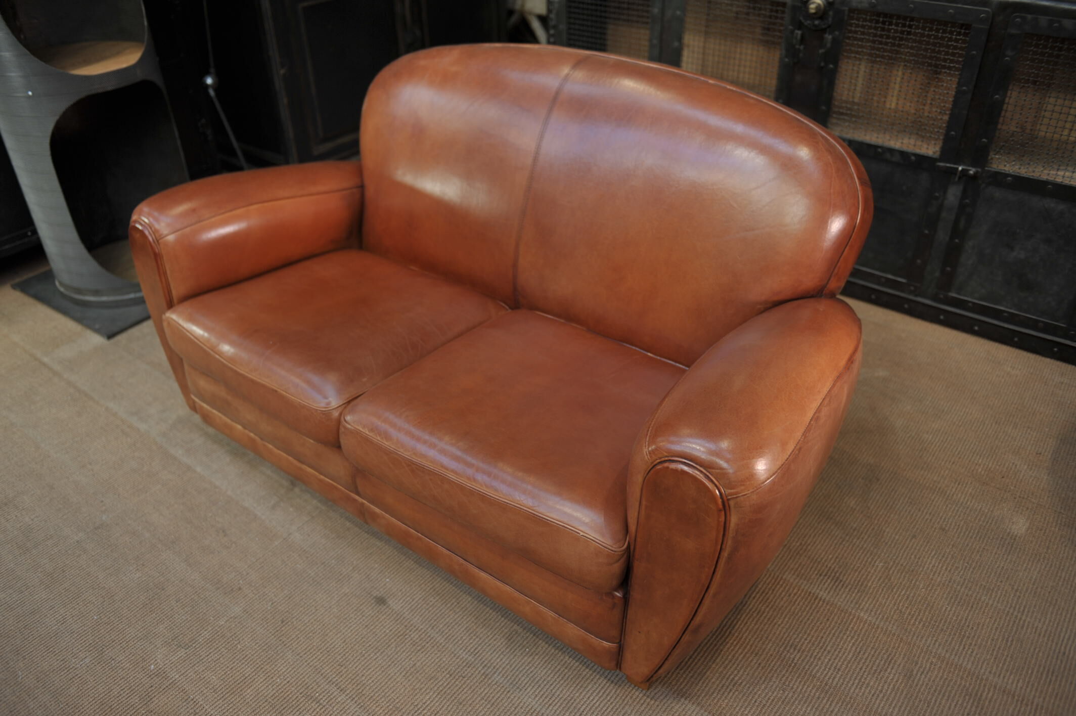 Vintage 3-seater leather club sofa