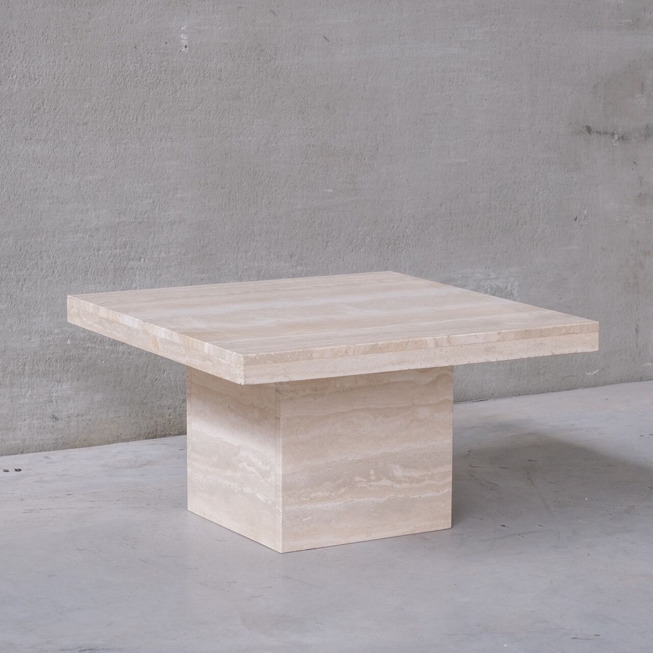 Travertine belgium mid-century square coffee table