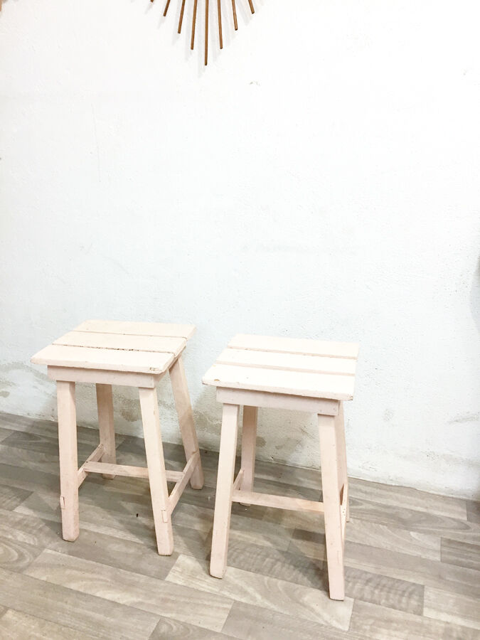 Vintage pink farm stools, 1960