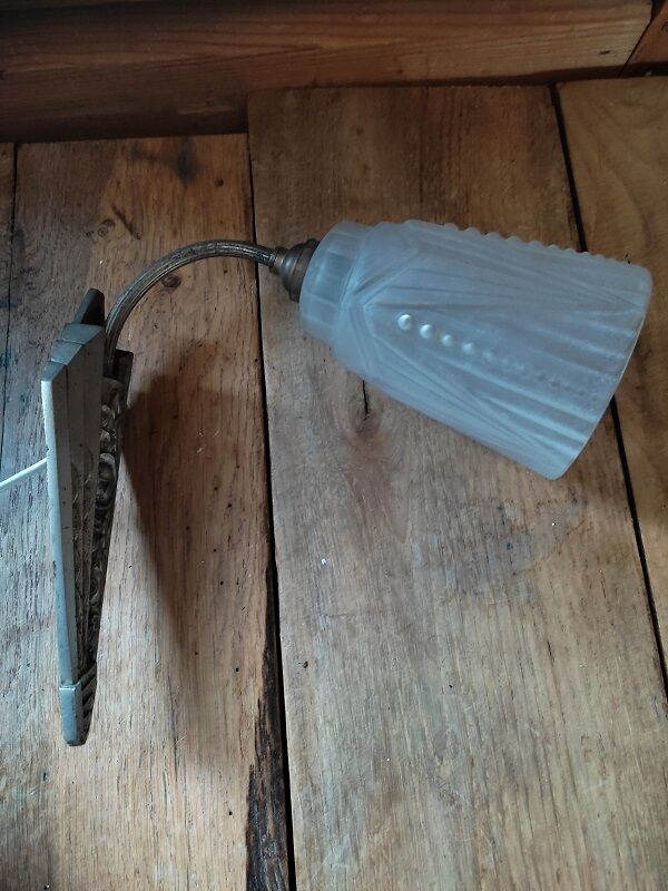 Wall lamp tulip paste glass art deco patinated metal