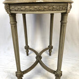 Louis XVI style oval pedestal table in grey lacquered wood