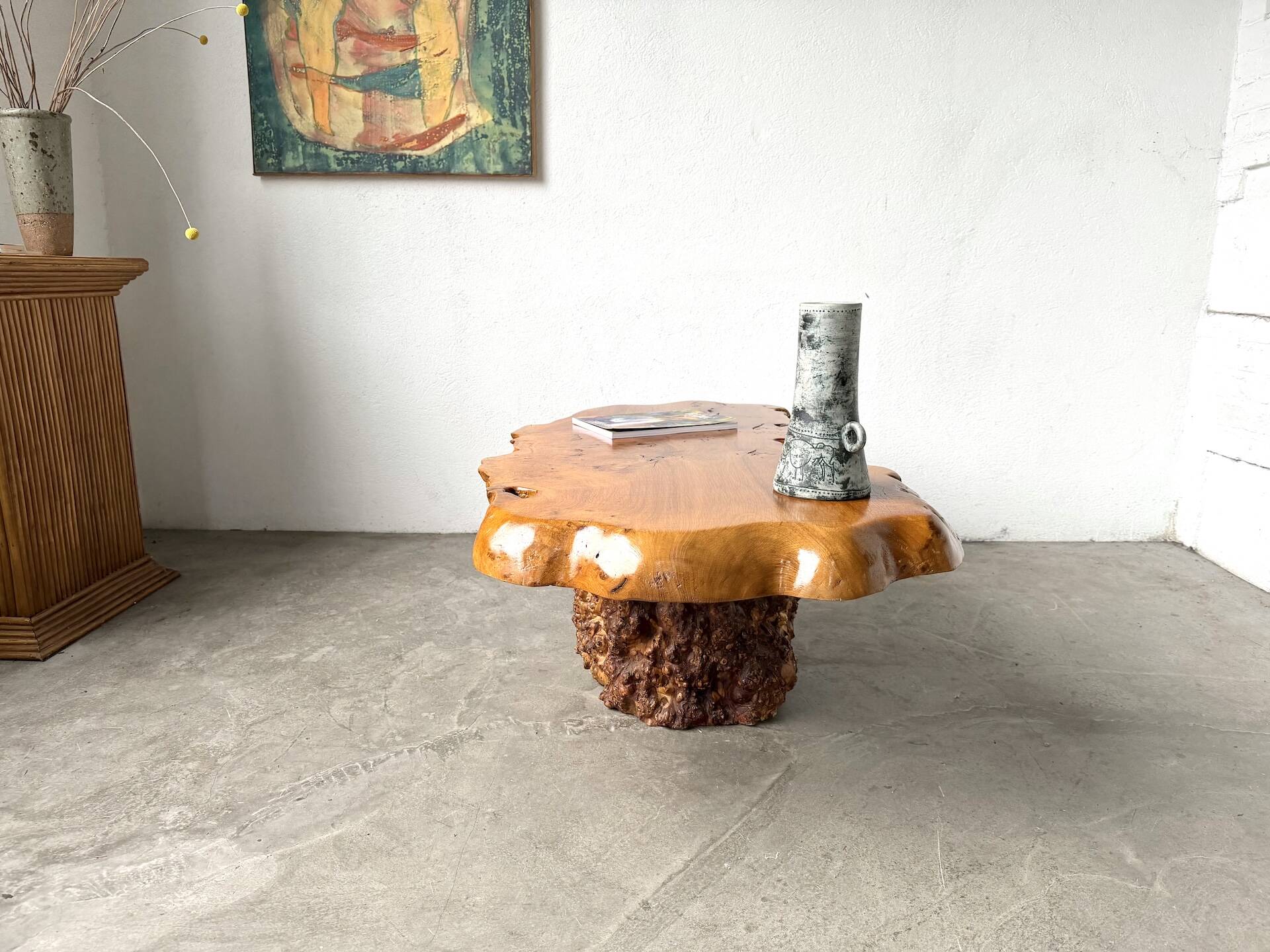 "Free-form" coffee table in solid elm.