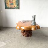 "Free-form" coffee table in solid elm.