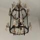 Louis XV style lantern in blackened brass adorned with cut crystal pendants, circa 1900.