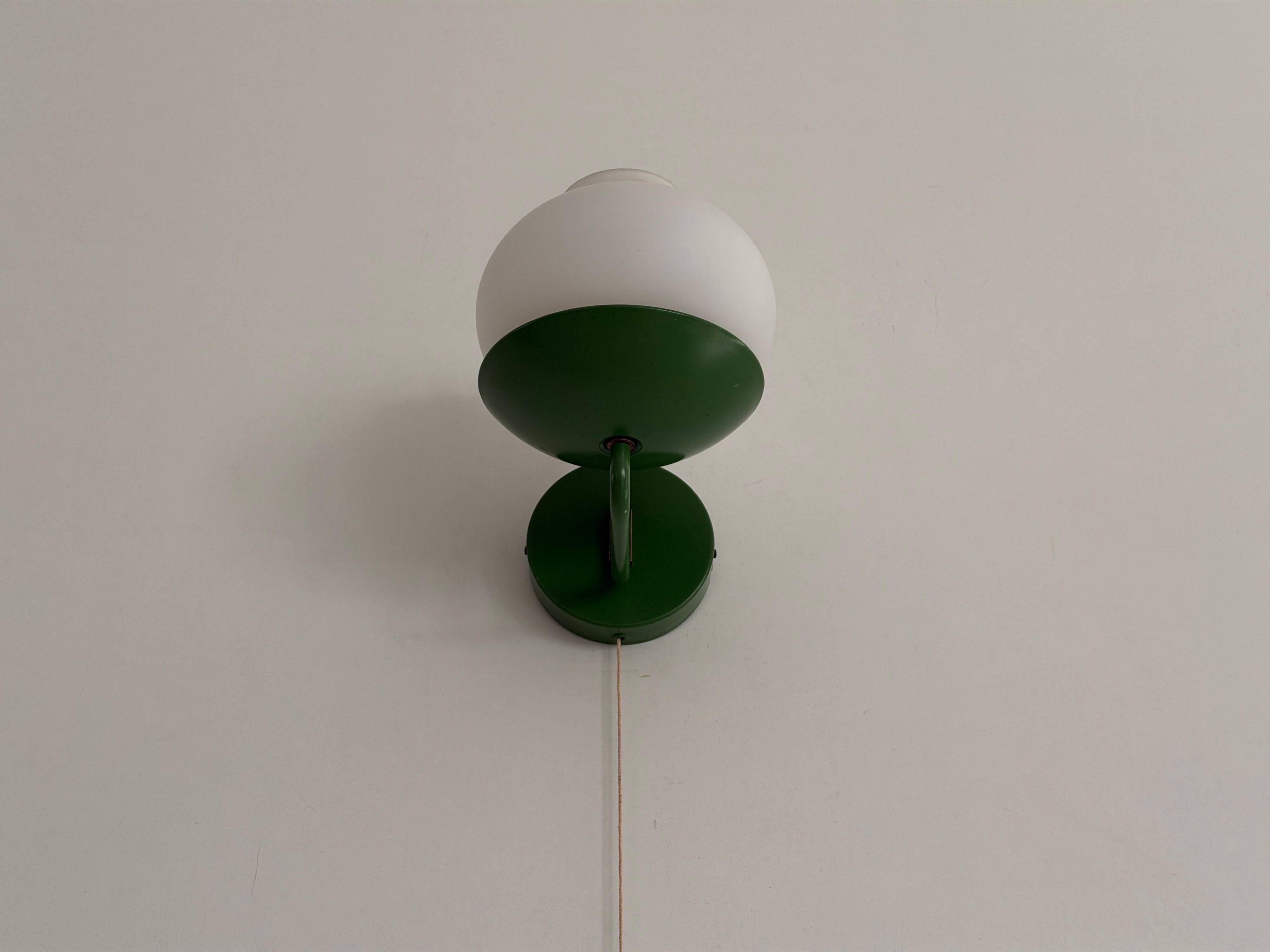 Mid-century green metal and opal glass wall sconce by N Leuchten, 1960s, Germany