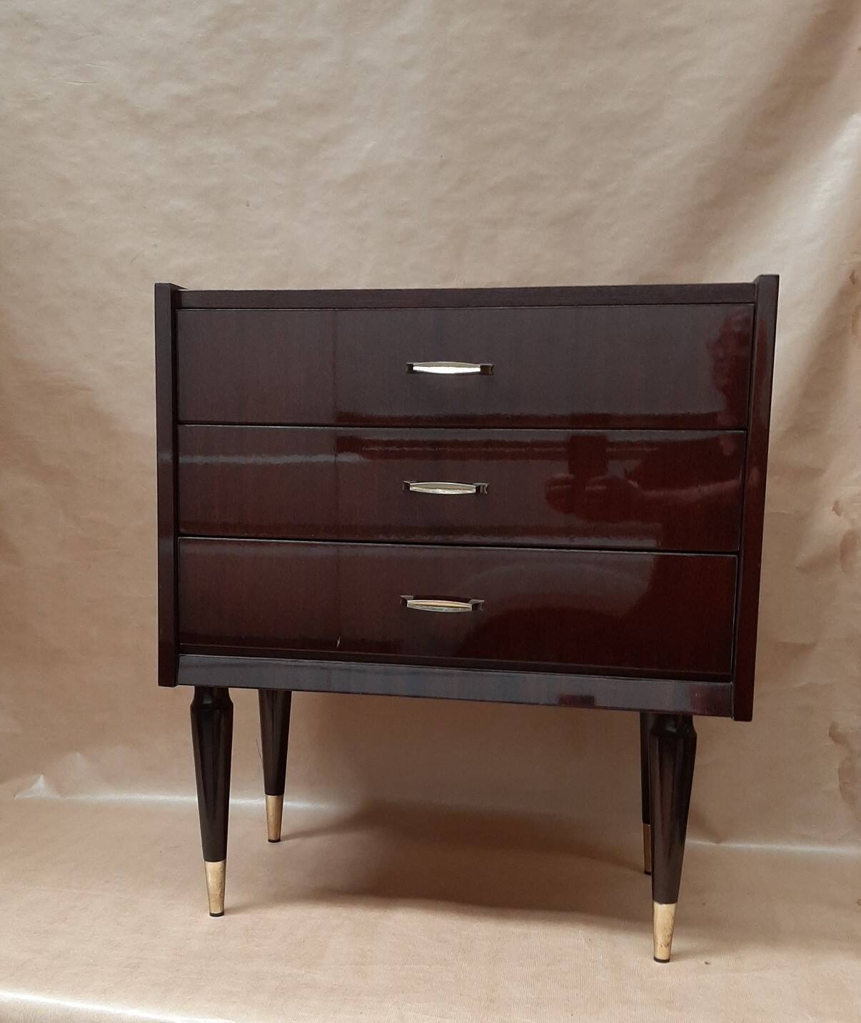 Pairs of old bedside tables from the 1960s and 70s.