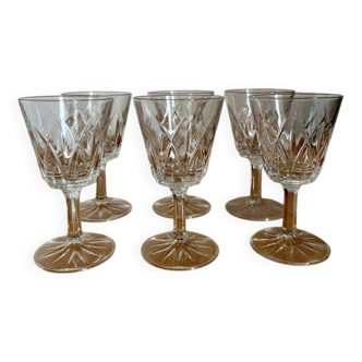 Set of 6 Vmc Cristal de Reims Harlequin glasses