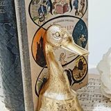 Serre-livres canard en laiton ciselé