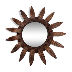 Miroir soleil bois fer