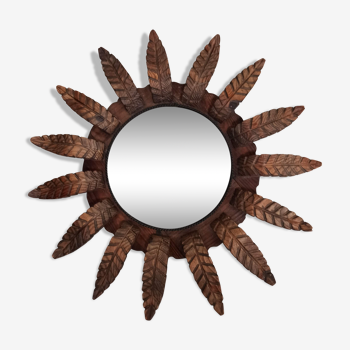 Mirror sun wood iron 79cm