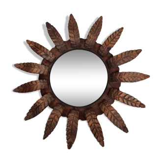 Mirror sun wood iron 79cm