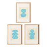 Ensemble de 3 peintures abstraites - belu clair - signées eawy