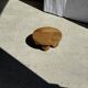Mini minimalist stool with ball feet in teak H15 D35