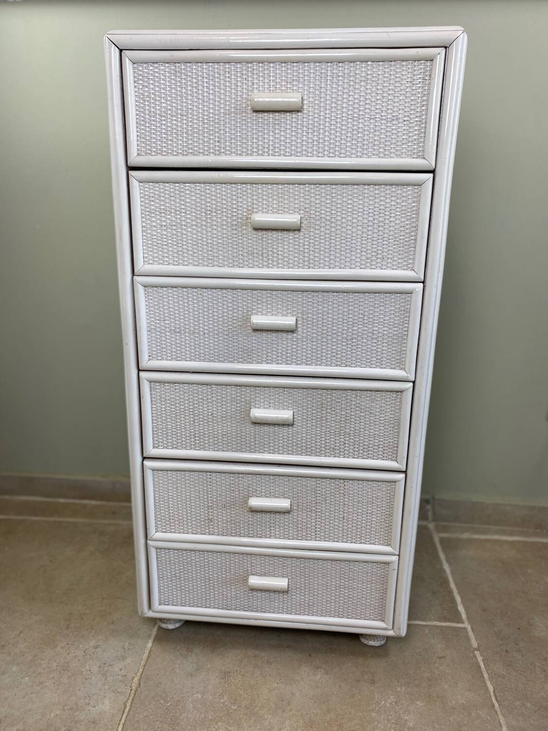 Vintage wicker chest of drawers