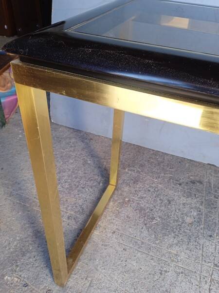 Designer console in gilded brass and glass, 1970s